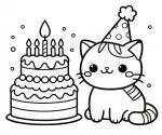 Cute Cat with Birthday Cake with 5 Candles 🎂🕯️🐱