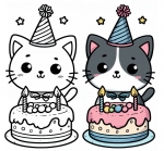 Cute Cat with Birthday Cake and Hat 🎂🐱🎉
