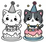 Cute Cat with Birthday Cake and Hat 🎂🐱🎉