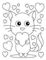 Cute Cat Standing Holding Heart Surrounded by Hearts 🐾💕❤️🌟✨