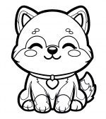 Cute Chibi Shiba Inu Puppy Sitting Eyes Closed with Heart Hanger Collar 🐶💖🎀