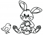 Cute Easter Bunny Holding Decorated Egg and a Curious Chick 🐰🥚🐥🌷