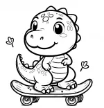 Cute Dino Standing on Skateboard 🦕🛹