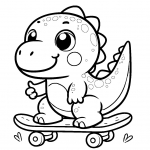 Cute Dino on Skateboard Thumbs Up 🦕🛹👍