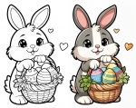 Cute Easter Bunny Holding Basket with Easter Eggs 🐰🥚