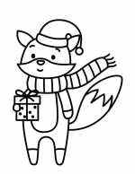 Cute Fox Wearing Scarf and Christmas Hat Holding a Gift Box 🦊🎄🎁