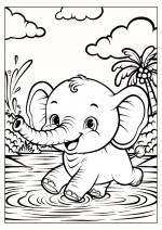 Cute Happy Elephant Running in Lake Splashing Water 🐘💦🌴