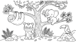 Cute Jungle Animals Gathering Around a Tree 🐘🐯🦜