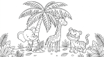 Cute Jungle Friends Together 🐘🦒🐯