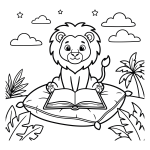 Cute Little Lion Reading a Big Book 🦁📚🌟