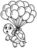 Cute Little Turtle Flying with Balloons 🐢🎈✨