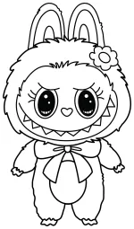 Cute Labubu Mokoko Monster with Heart-Shaped Nose and Fluffy Fur 🐻🌸🎀