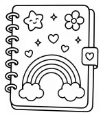 Cute Notebook with Rainbow, Star, Flower, and Hearts 🌈💖