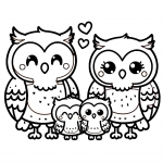 Cute Owl Family with Mom Dad and Two Kids 🦉💚🍂