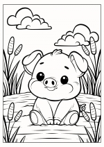 Cute Pig Sitting 🐷💖🌾