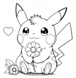 Cutest Pikachu Sitting Holding Flower 😊🌸