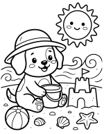 Cute Puppy with a Sandcastle at the Beach 🐶🏖️☀️