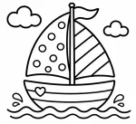 Cute Sailboat on Wavy Water with a Heart 🚤🌊💖