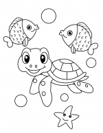 Cute Sea Turtle with Fish and Starfish 🐢🐟⭐