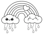 Cute Smiling Clouds with Rainbow and Heart 🌈☁️💖