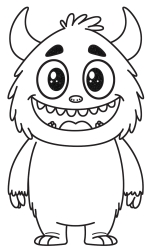 Adorable Furry Monster with Big Eyes, Friendly Smile, and Curved Horns 👾👹😄