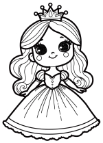 Cute Smiling Princess with Long Hair Wearing an Elegant Dress and Crown 👑✨💖🌸🎀
