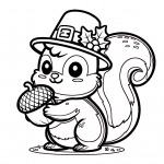 Cute Squirrel Holding Acorn Wearing Thanksgiving Hat 🐿️🍂🎩
