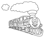 Cute Steam Train with Face, Smoke and Wagons 🚂😊🌫️🛤️