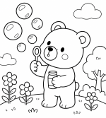 Cute Teddy Bear Blowing Bubbles 🧸🫧☀️