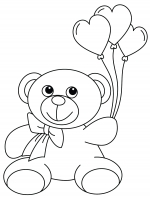 Cute Teddy Bear with Bow Holding Three Heart-Shaped Balloons 🧸💝🎈💘