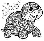 Cute Tortoise with Artistic Decoration and Bubbles 🐢🎨✨