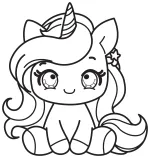 Cute Unicorn Girl Sitting with Rainbow Mane 🦄🌈✨