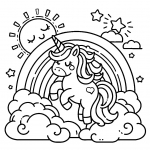 Cute Unicorn with Rainbow Clouds Sun and Stars 🦄🌈☀️⭐