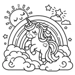 Cute Unicorn with Rainbow Clouds Sun and Stars 🦄🌈☀️⭐