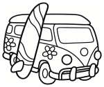 Cute VW Van with Surfboard Standing Next to It 🚐🏄‍♂️🌊