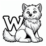 Cute Wolf with Letter W 🐺