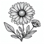 Daisy Flower with Leaves 🌼🍃