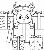 Deer Coming out of a Gift Box surrounded by Christmas Presents and with Christmas Lights Between the Antlers 🎄🦌🎁✨
