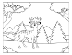 Deer Standing in a Peaceful Forest Clearing Surrounded by Trees 🌳🦌☁️