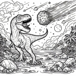 T-Rex Dinosaur Roaring at Moment of Asteroid Impact 🦖💥☄️