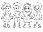 Diverse Group of Happy Children Holding Hands 👫🌟😊