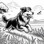 A Dog Running in the Fields with a Bird Flying by 🐶🌾🐦