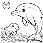 Dolphin Mother and Baby Dolphin Playing with Ball 🐬👶🏀