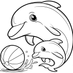 Dolphin Mother and Baby Dolphin Playing with Ball 🐬👶🏀