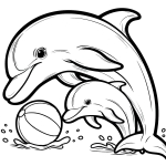 Dolphin Mother and Baby Dolphin Playing with Ball 🐬👶🏀