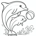 Dolphin Mother and Baby Dolphin Playing with Ball 🐬👶🏀