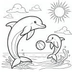 Dolphin Mother and Baby Dolphin Playing with Ball 🐬👶🏀