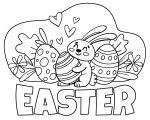 Easter Bunny Carrying Decorated Egg with More Easter Eggs and Flowers 🐰🥚🌷🌸💐