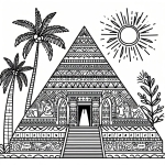 Ancient Egypt Pyramid with Pattern and Sun in the Background 🌅