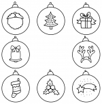 Eight Christmas Balls with Cute Decorations: Santas Beard, Christmas Tree, Gift, Antlers, Shooting Star, Holly, Sock, Bell 🎄🎅✨🔔